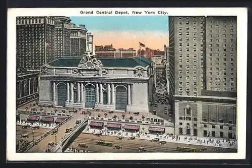 AK New York City, NY, Grand Central Depot, Strassenbahn
