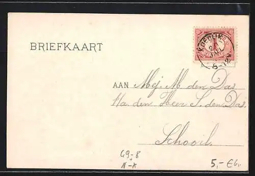 AK Alkmaar, Singel, Windmühle bei Mondschein
