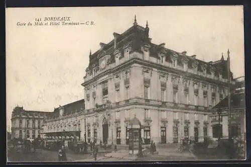 AK Bordeaux, Gare du Midi et Hôtel Terminus, Bahnhof