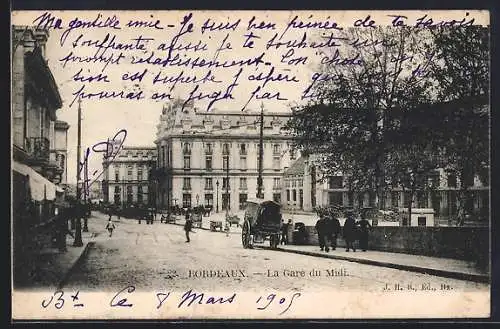 AK Bordeaux, La Gare du Midi, Bahnhof