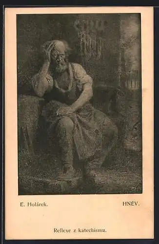 Künstler-AK sign. E. Holárek: Hnev, Reflexe z katechismu