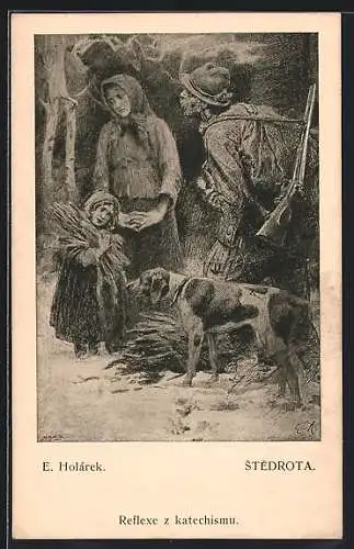 Künstler-AK sign. E. Holárek: Stedrota, Reflexe z katechismu