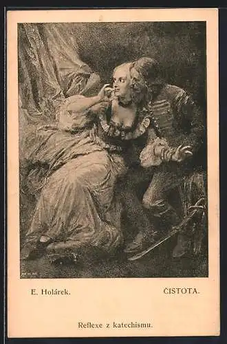 Künstler-AK sign. E. Holárek: Cistota, Reflexe z katechismu