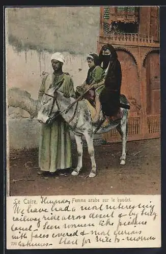 AK La Caire, Femme arabe sure le baudet