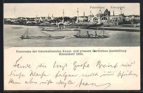 AK Düsseldorf, Internationale Kunst- und grosse Gartenbau-Ausstellung 1904, Palmenhaus und Kunstpalast