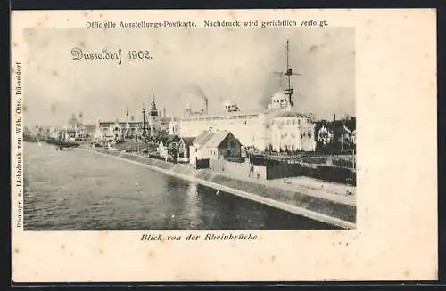 AK Düsseldorf, Ausstellung 1902, Blick von der Rheinbrücke