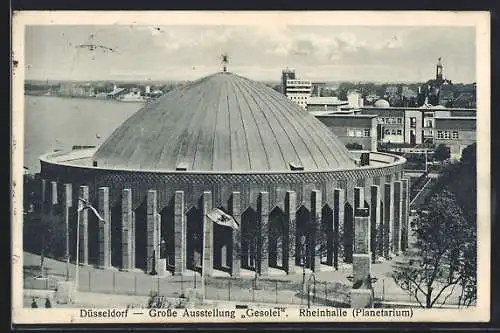 AK Düsseldorf, Grosse Ausstellung Gesolai, Rheinhalle Planetarium