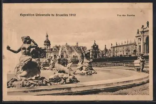 AK Bruxelles, Exposition Universelle de Bruxelles 1910, Vue des Bassins