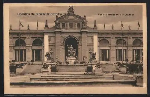 AK Bruxelles, Exposition Universelle de Bruxelles 1910, Vue des bassins avec le Quadrige