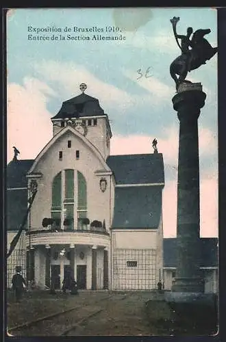 AK Bruxelles, Exposition Universelle de Bruxelles 1910, Entrée de la Section Allemande
