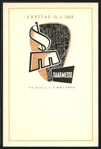 Künstler-AK Saarbrücken, Saarmesse 1958, Veranstaltungslogo