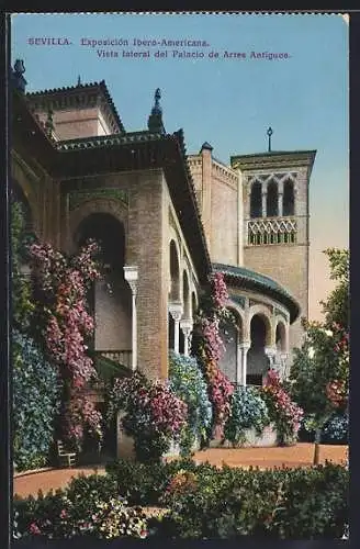 AK Sevilla Exposición Ibero-Americana, Vista lateral de Palacio de Artes Antiguos