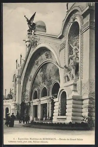 AK Bordeaux, 6. Exposition Maritime, Entrée du Grand Palais