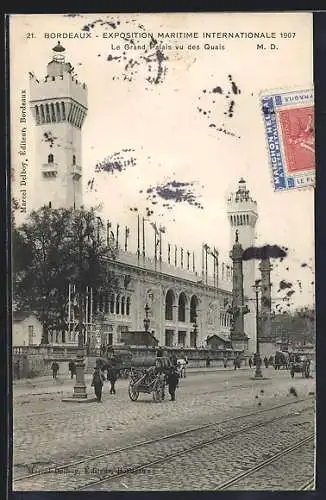 AK Bordeaux, Exposition Maritime Internationale 1907, Le Grand Palais vu des Quais