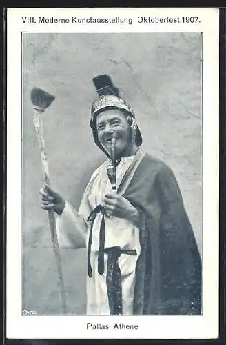AK München, VIII. Moderne Kunstaustellung Oktoberfest 1907, Pallas Atheno