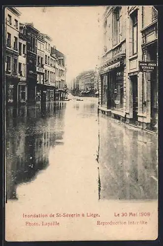 AK Liege, Inondation de St-Séverin 1908