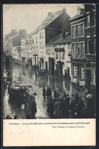 AK Verviers, La rue du Marteau, pendant les inondations du 27 fevrier 1906