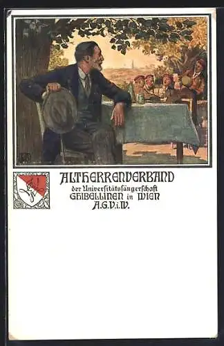Künstler-AK Karl Friedrich Gsur: Wien, Altherrenverband der Universitätssängerschaft Ghibellinen