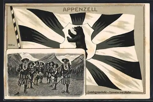 AK Appenzell, Landsgemeinde, Trommler und Pfeifer, Fahne
