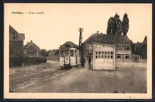 AK Oetingen, Tram station, Strassenbahn