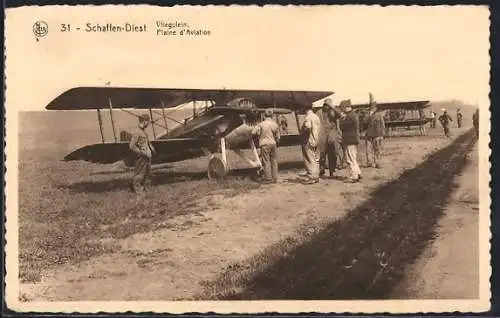 AK Schaffen-Diest, Vliegplein, Flughafen mit Flugzeugen
