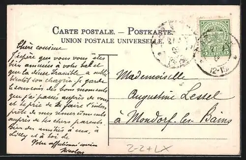 AK Luxemburg, Panorama mit Briefmarken