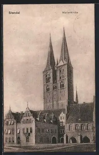 AK Stendal, Marienkirche mit Vorplatz