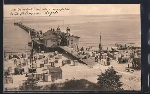 AK Zinnowitz, Landungsbrücke aus der Vogelschau