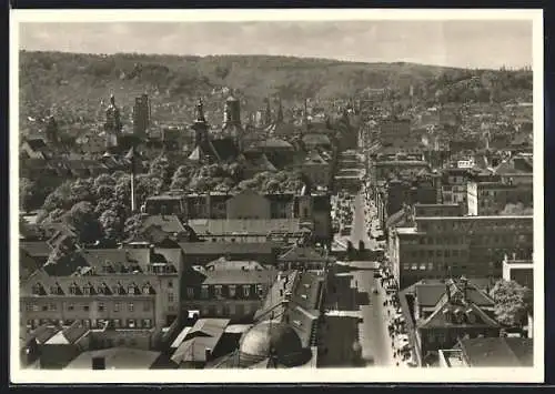 AK Stuttgart, Ortsansicht vom Bahnhofsturm