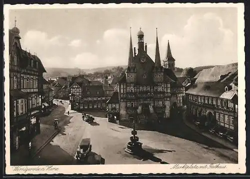 AK Wernigerode /Harz, Marktplatz mit Rathaus