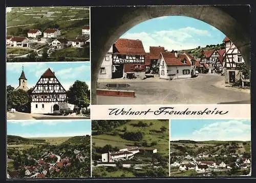 AK Freudenstein, Ortsansichten aus der Vogelschau, Ortspartie durch einen Toreingang