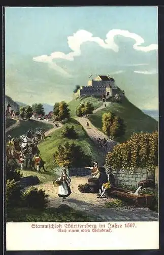 Künstler-AK Stuttgart, Stammschloss Württemberg 1567