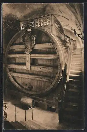 AK Heidelberg, das grosse Heidelberger Fass, Fassungsvermögen 212.422 Liter