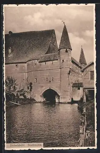 AK Dinkelsbühl, Flusspartie an der Stadtmühle