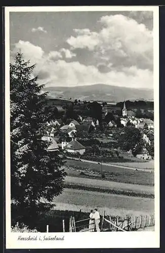 AK Herscheid, Ortsansicht mit Bergpanorama