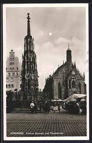 AK Nürnberg, Schöner Brunnen und Frauenkirche