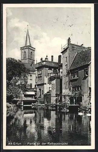 AK Erfurt, Partie an der Rathausbrücke