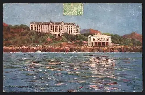 Künstler-AK Cap Martin, Vue du Cap Martin et de l`Hôtel