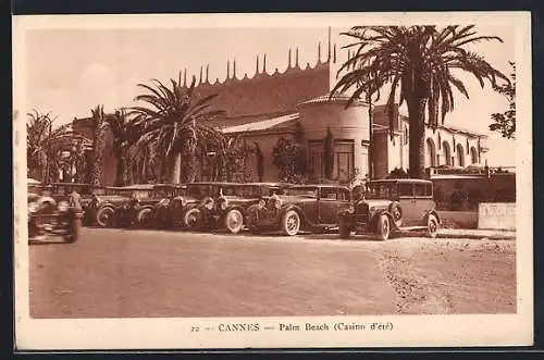 AK Cannes, Palm Beach avec voitures anciennes