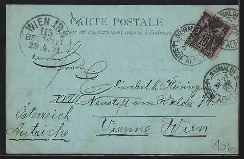 Mondschein-AK Nice, Vue panoramique du port et de la ville