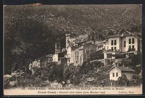 AK Roquebrune, Vue générale prise du chemin de Menton