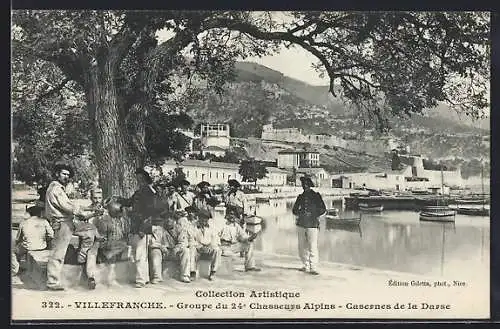 AK Villefranche, Groupe du 24e Chasseurs Alpins, Casernes de la Darse