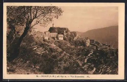 AK Sigale, Vue d`ensemble du village à 640 m d`altitude