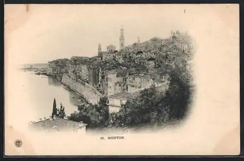 AK Menton, Vue panoramique de la ville et du littoral