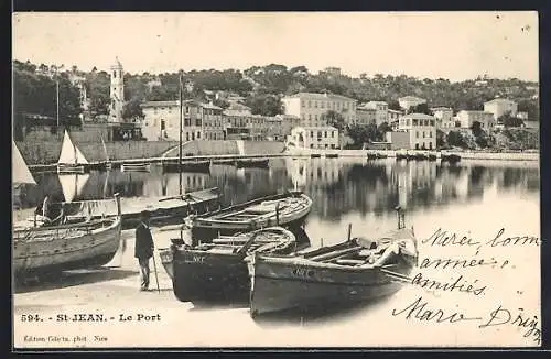 AK Saint-Jean, Le port avec voiliers et barques amarrés