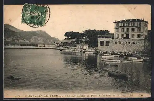 AK Saint-Jean-Cap-Ferrat, Vue sur l`Hôtel du Parc Saint-Jean et le Cap d`Ail
