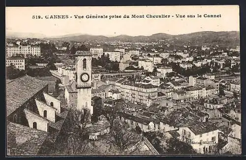 AK Cannes, Vue générale prise du Mont Chevalier, Vue sur le Cannet