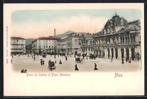 AK Nice, Place du Casino et Place Masséna animée