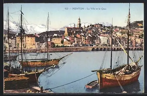 AK Menton, La Ville et le Quai