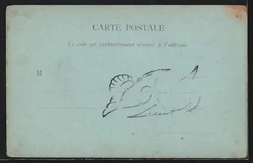 Mondschein-AK Menton, Le pont Saint-Louis sous la lune